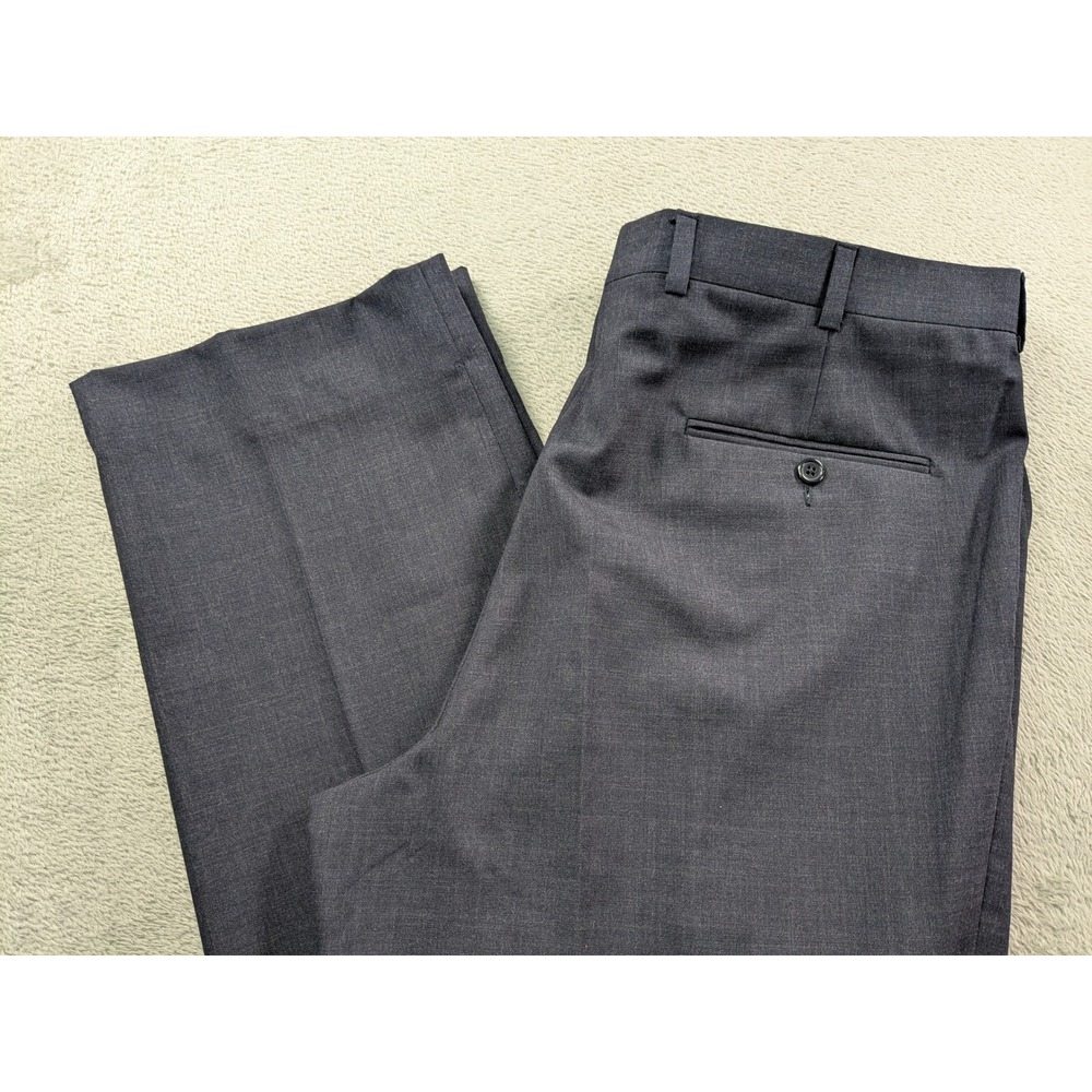 Burberry London Mens Pleated Dress Pants Charcoal Gray Wool HBT19 38 REG